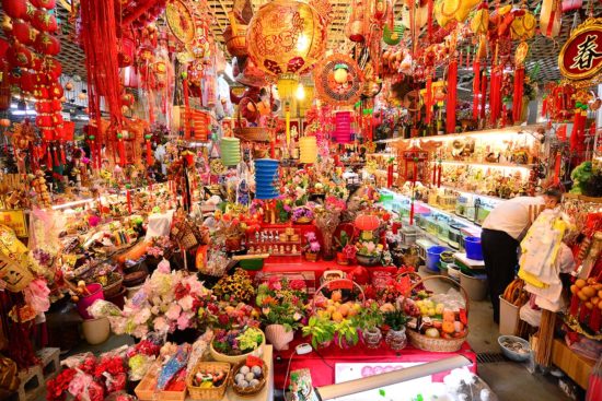 台北花木批發市場買人造花卉、過年裝飾